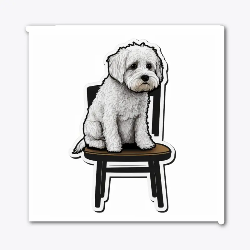 Die Cut Sticker Puppy On Chair