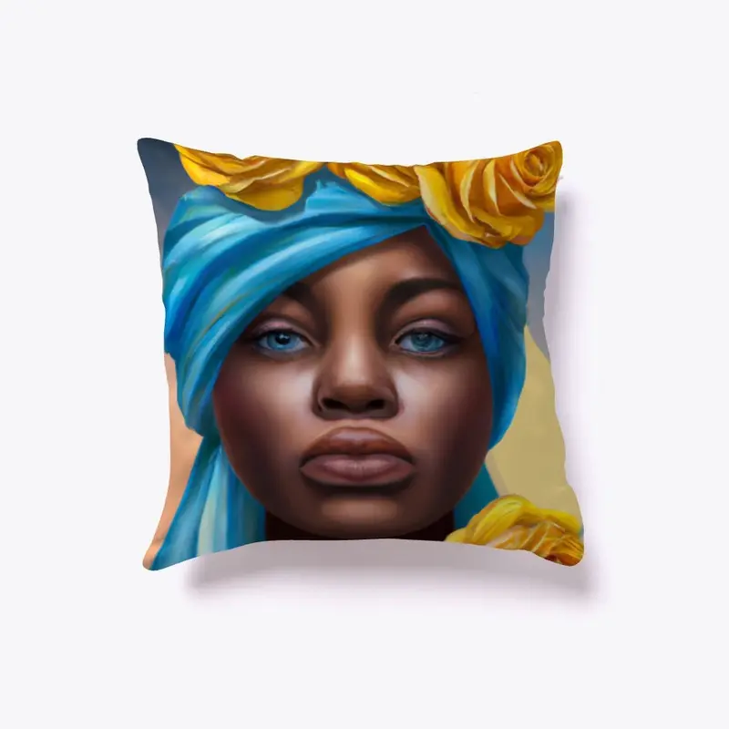 Yellow Rose Black Woman Throw Pillow