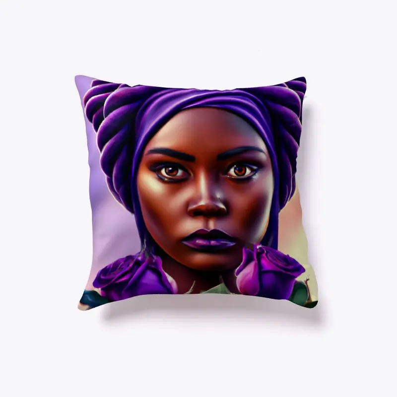 Purple Black Woman Throw Pillow